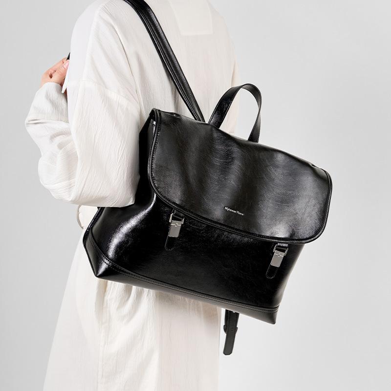 Genuine Leather Backpack for Women Large Capacity Fashion Casual Handbag Minimalist Business Commuter Laptop Dual-Use Bag 36x12x30cm