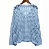 Loose Casual, Versatile Hollowed Out Long-sleeved, Large Size Women's Knit Sweater, Sun Shirt
