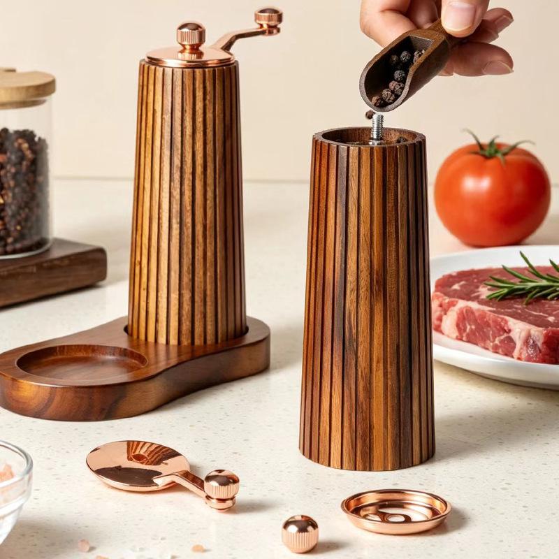 Ручная перечница и мельница для морской соли из древесины акации