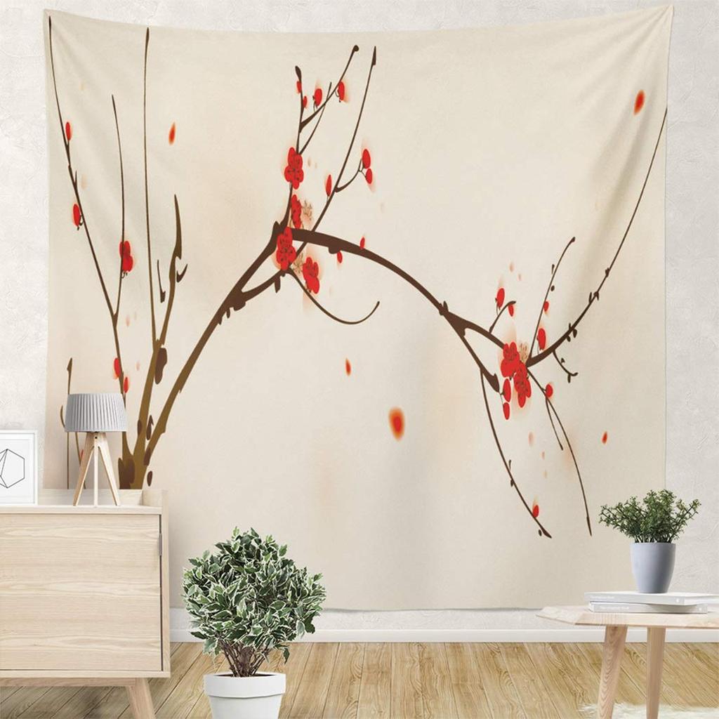 Красный Розовый Цветок Персика Цветок Сливы Узор Гобелен Главная Гостиная Спальня Декор Стены Фон Ткань Гобелен
