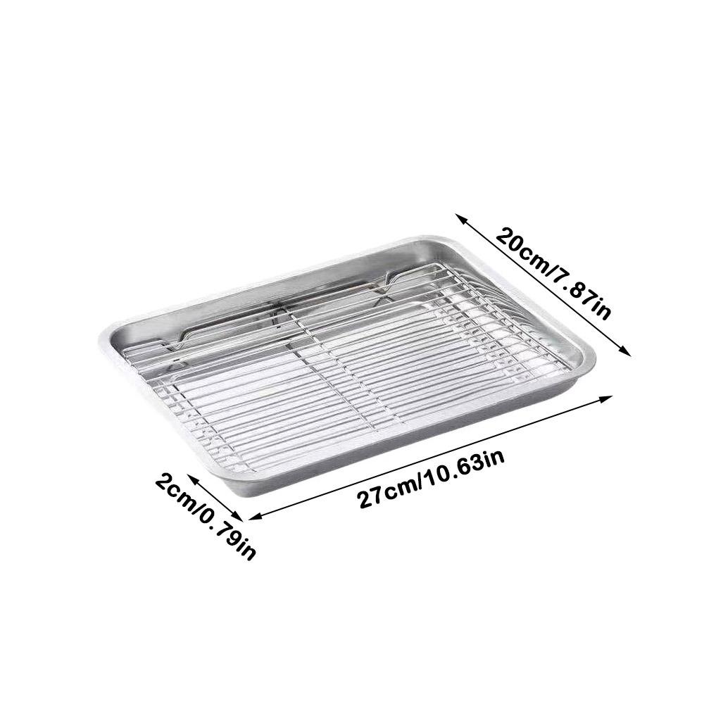 Removable Stainless Steel Baking Pan with Cooling Rack Oven Rack BBQ Tray for Cooking Roasting