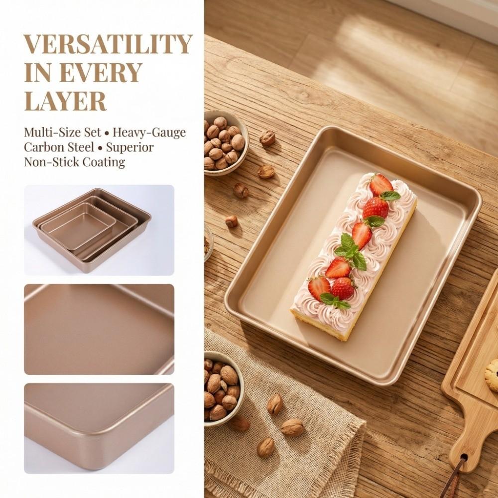 Non-Stick Square Baking Pan Multisize Bakeware Tools Easy Cleaning Cake Mold Tray Cake Baking