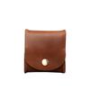 Unisex Genuine Leather Snap Button Coin Purse - Crazy Horse Brown Coffee Color