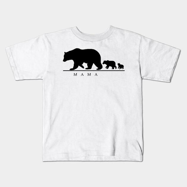 Boys Girls Soft Cotton Graphic Tees 'Mama Bear And Two Cubs' Cool Bear Mom Gift Breathable Daily School Wear Kids T-Shirts