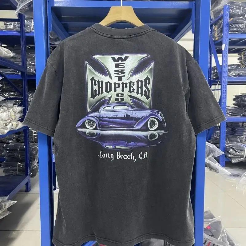 Винтажная футболка Y2k с принтом West Coast Choppers, женская, хлопковая, дышащая, ретро, байкерский стиль, свободный крой, повседневная, уличная одежда