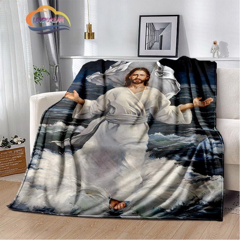 Религиозное кашемировое одеяло с изображением Иисуса, 3D-принт, покрывало с изображением Христа, фланелевое одеяло, серия Девы Марии-Иисуса, удобное домашнее одеяло