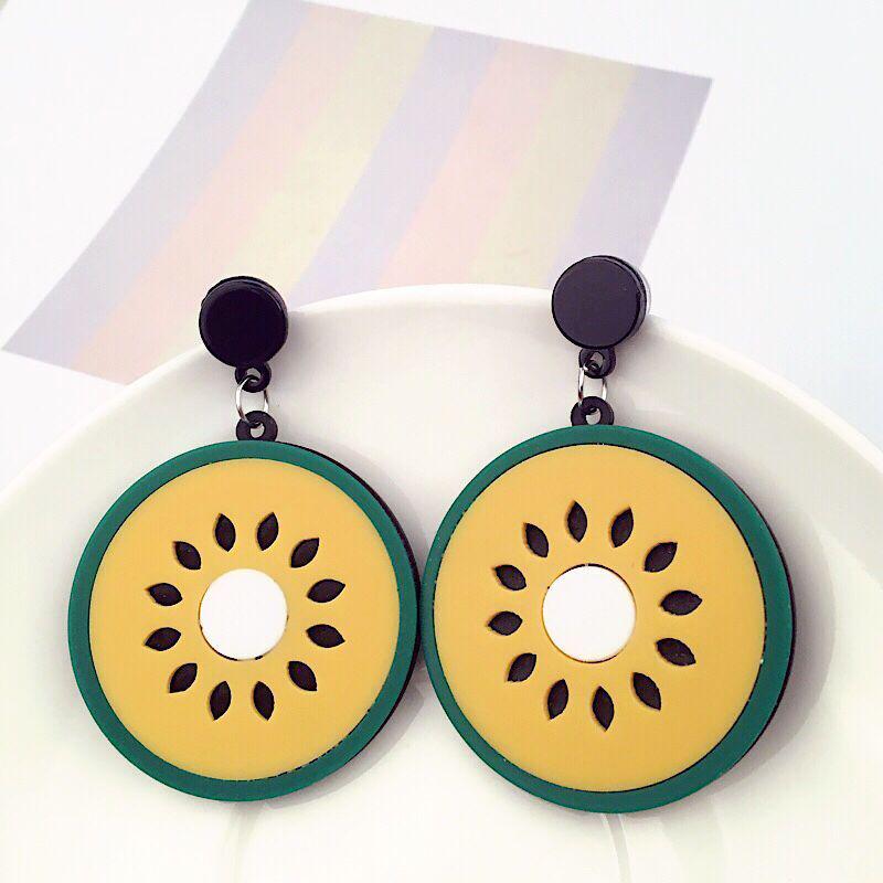 Exaggerated Earrings, Fruit Lemon Strawberry Watermelon Acrylic Earrings, Stud Earrings, Personalized Long Earrings For Women