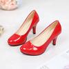 Lacquer Leather High Heels Women's Professional Shallow Mouth Round Toe Single Shoes for Women In Spring 2025