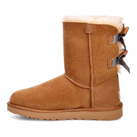 UGG Bailry Bow II Shimmer Sheepskin Thermal Crew Snow Boots Women's Brown 1102937-CHE
