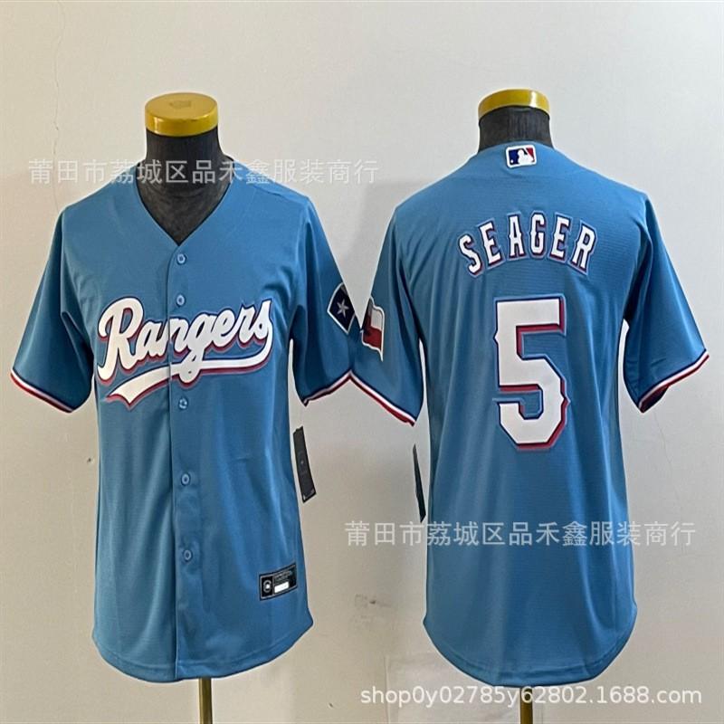 Kids Texas Rangers Baseball Jersey Seager 5 Garcia 53 Cotton Sports Fan Apparel Boys Girls