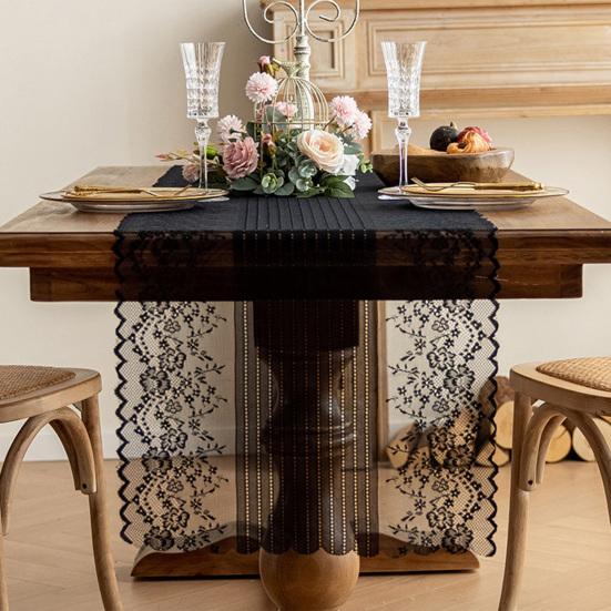 Lace Table Runner Hollow Out Placemat for Dining Table Dresser Buffet Decor Wrinkle-Free Protective Tablecloth for Dining Home Wedding Party