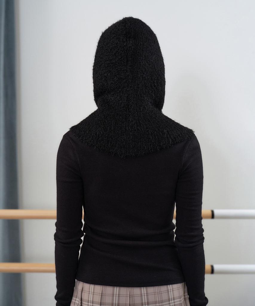 MUSINSA STANDARD WOMAN Женская балаклава из буклированной пряжи на завязках [Черный]