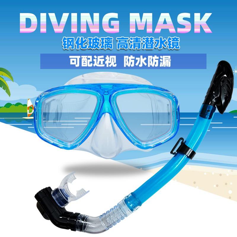 Adult Snorkeling Mask Set With Dry Top Snorkel Anti-Fog Lens Ocean Swimming Diving
