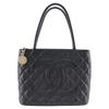 Medallion Tote Tote Bag A01804 Black Caviar Skin Women Used