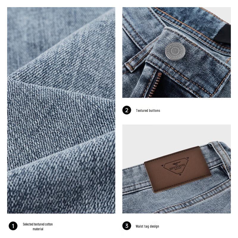 SEPTWOLVES Мужские винтажные джинсы прямого кроя с эффектом потертости