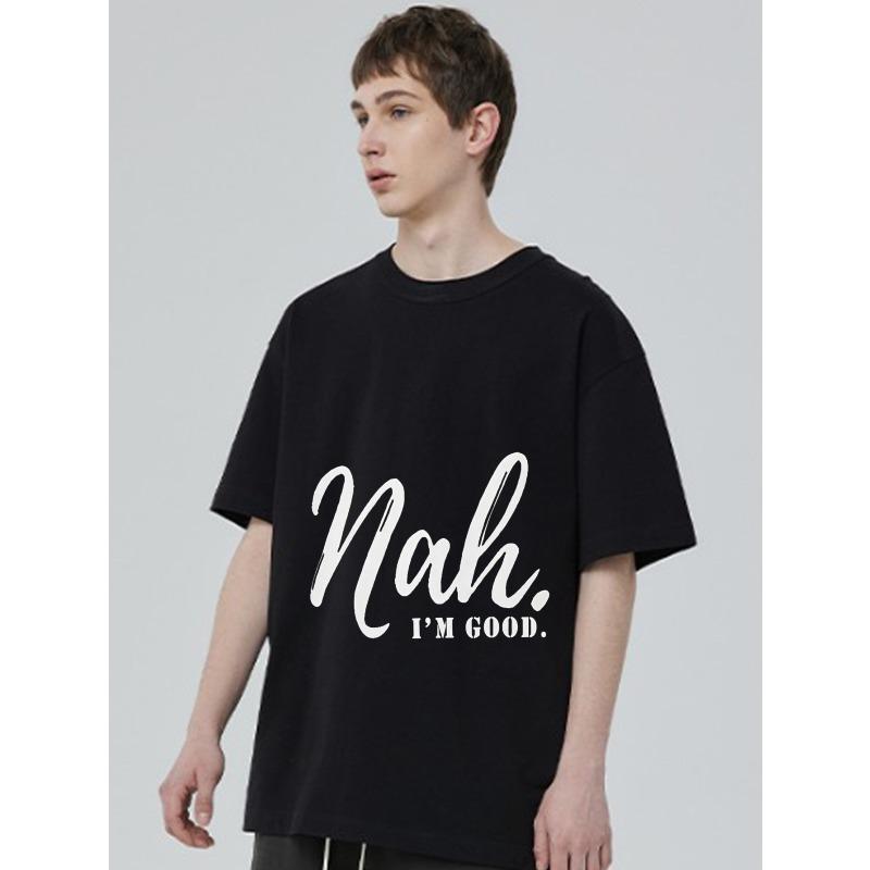Черная футболка оверсайз с принтом «Nah I'm Good» для повседневной носки
