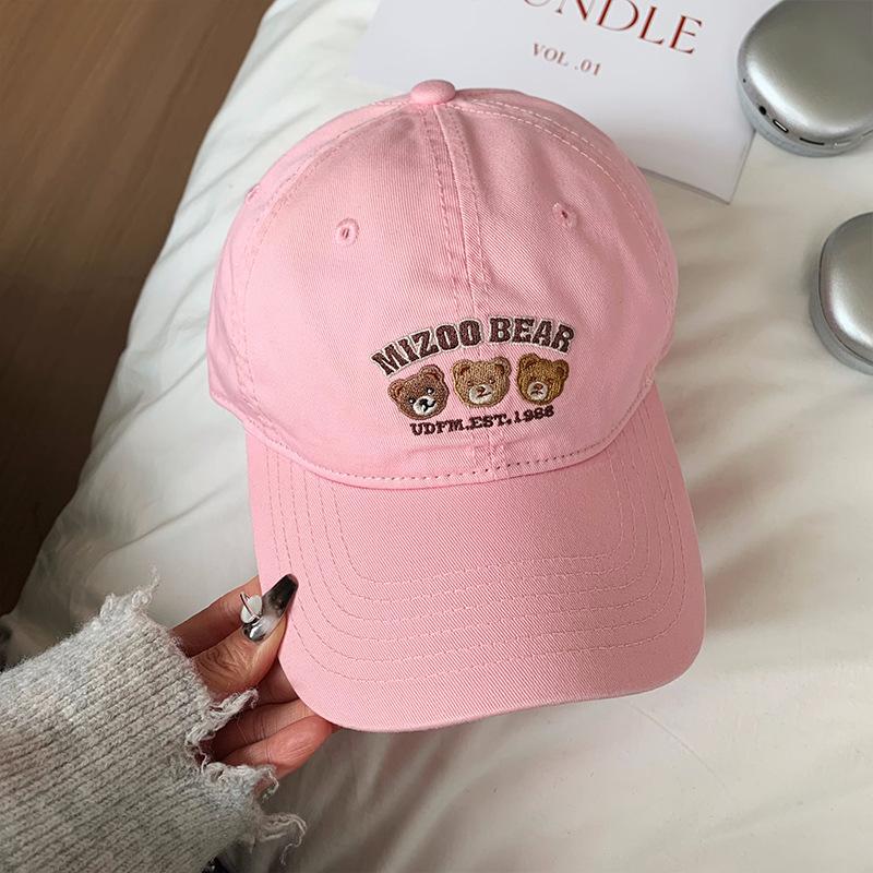 Bear Embroidery Baseball Cap Female Sweet Versatile Sports Korean ins Peaked Cap Couple Student Face Small Hat