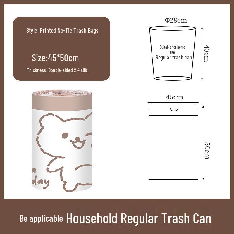 Durable Cartoon Print Drawstring Mugwort Scented Large Garbage Bags