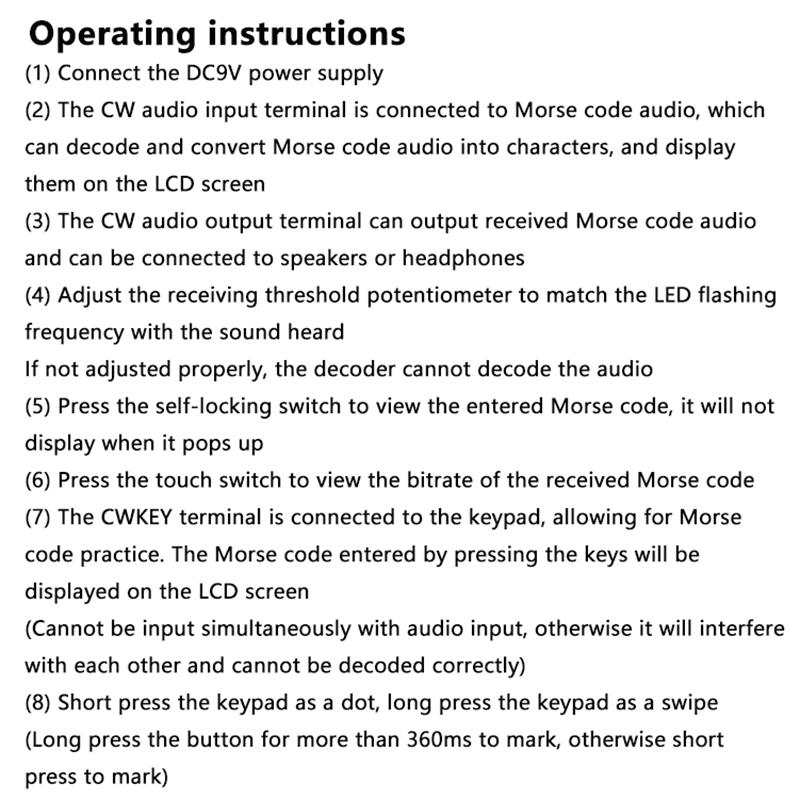DC 9V Diy CW Trainer Decoder Kit CW Decoder Reader Morse Code Reader LCD Display Radio Circuit Board Electronic Welding Practice Kits