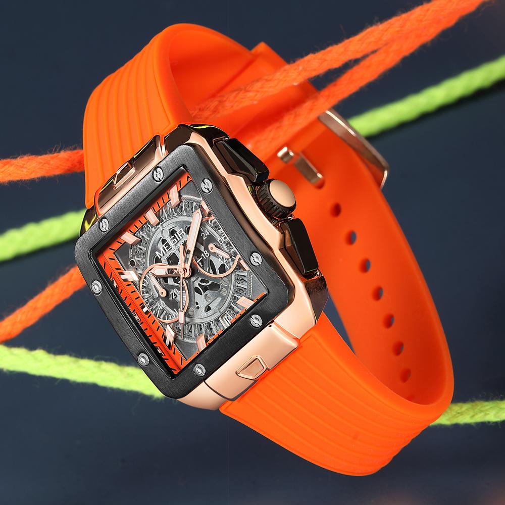 Часы для мужчин Роскошные спортивные кварцевые наручные часы с силиконовым ремешком Светящиеся стрелки Дата Мужской хронограф Часы Reloj Hombr