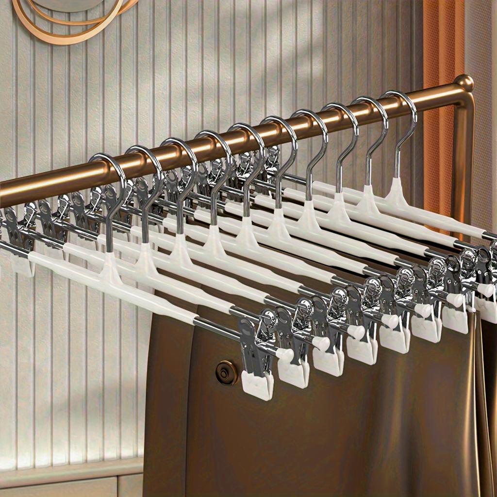 10pack Trouser Hanger Clip Retractable Wardrobe Household Traceless JK Hanger Clothes Hanger Collection Stainless Steel Skirt Clip Drying Clip