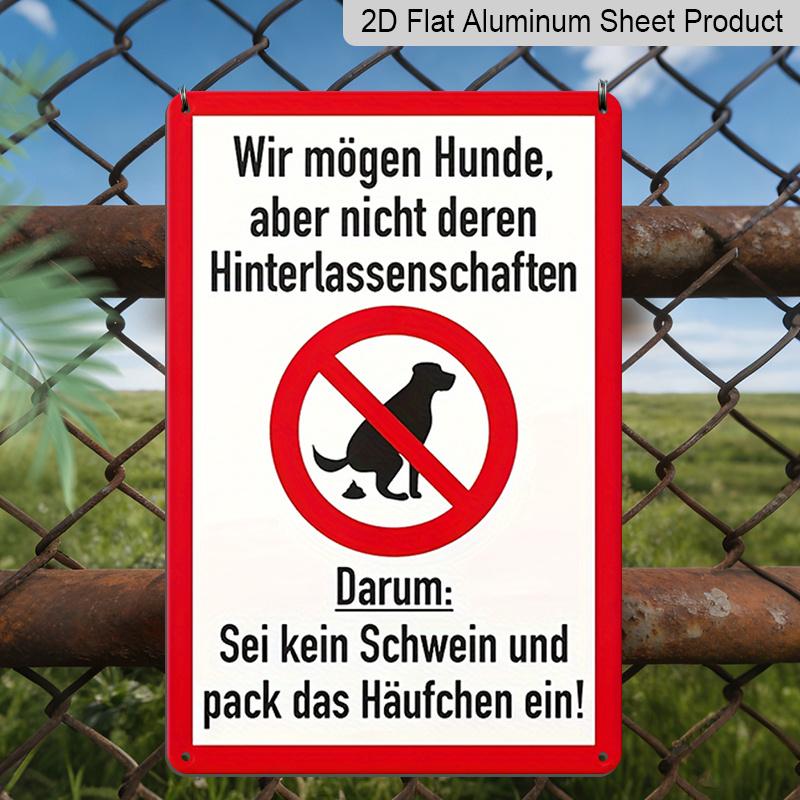2D Flat Vintage German "No Dog Poop" Metal Sign - Rustic Wall Decor for Home & Garden, Durable Indoor/Outdoor Use, Perfect for Beer Enthusiasts, Dog