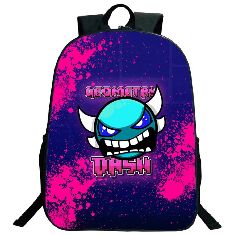 Angry Geometry Dash Backpacks for Middle and High School Students, Large Capacity Leisure Backpacks, Holiday Gifts