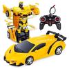 Remote Control Transformers Car, Radio-controlled Vehicle, With Rechargeable Battery, One-button Transformation-360° - Yellow