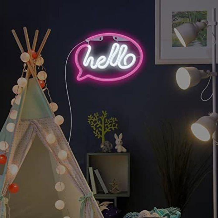 Светодиодная панель - FOREVER - Ночник Hello - Розовый - USB и батарейки - Настенное украшение