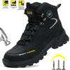 Mens Safety Work Boots High Top Steel Toe Boots Water Resistant Leather Protective Boots Non-Slip Rubber Sole Anti-Puncture Shoe