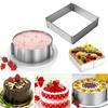 2 шт. регулируемое кольцо для мусса, круглая и квадратная форма для торта, инструмент для выпечки из нержавеющей стали