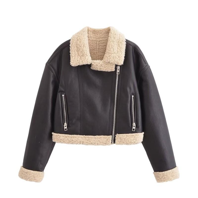 Женская укороченная куртка на молнии с воротником-стойкой Streetwear Модная повседневная верхняя одежда
