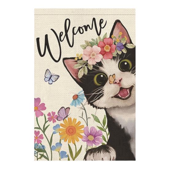 Весенний садовый флаг, двухсторонний льняной цветочный флаг, наружный декор, привет весна