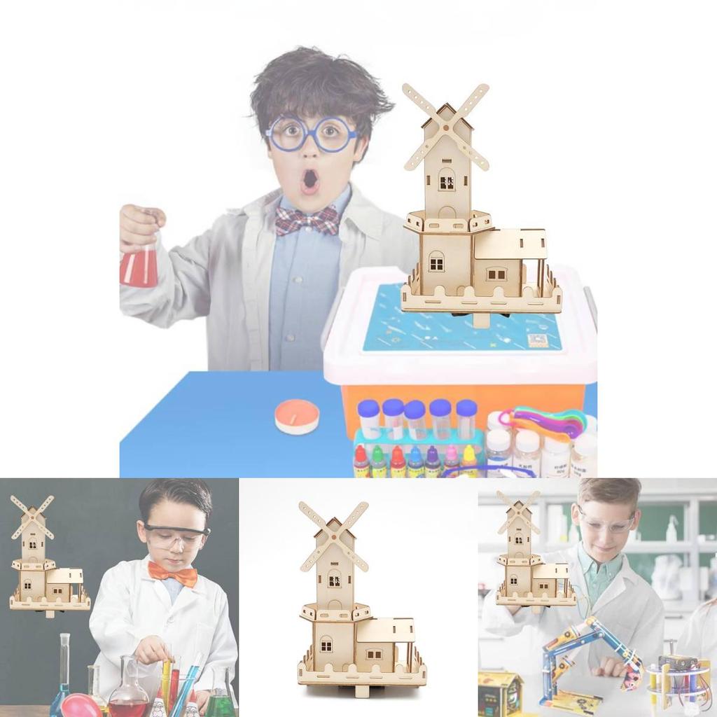 Детская деревянная самодельная голландская ветряная мельница, научная игрушка, электрический маяк, образовательная модель