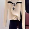 Early Autumn Comfortable Long-sleeved Shirt for Women, Thin, Gentle and Trendy Bow-knot Slim-fit Bottoming Shirt with Collar Top