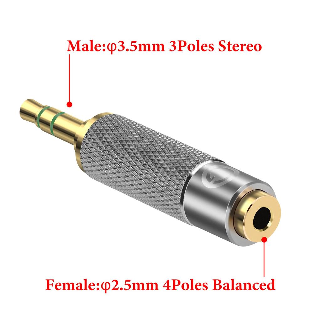 Compatible with Geekria Male To Female Headphone Plug Conversion Audio To Male To Female Plug Adapter Gold Plated 3.5mm (1/8'') 2.5mm Adapter, Plug,