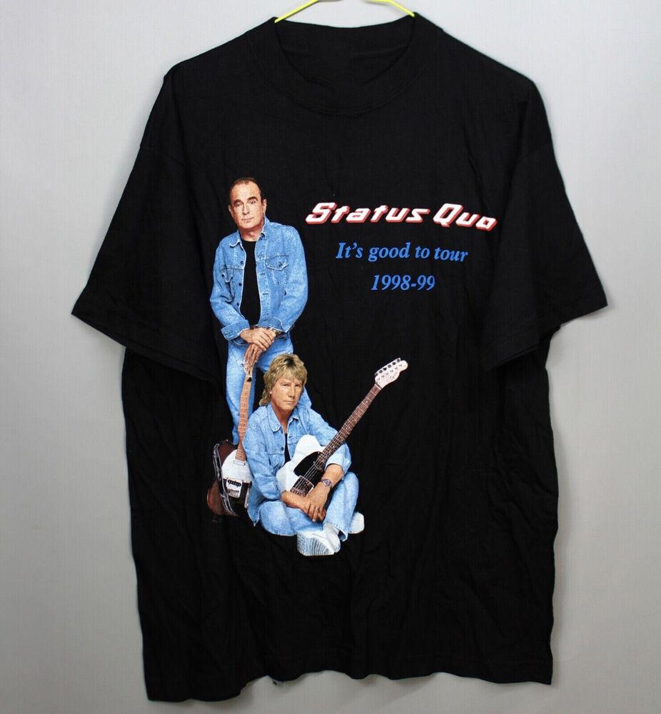 Винтажная футболка STATUS QUO Band It's Good To Tour Хлопок Черный Полный Размер Унисекс Унисекс Футболка