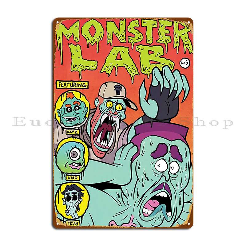 Monster Lab Пятый эпизод Принт Мясной каньон Металлическая табличка Классическая настенная пещера Настенная роспись Дизайн Бар Жестяная табличка Постер
