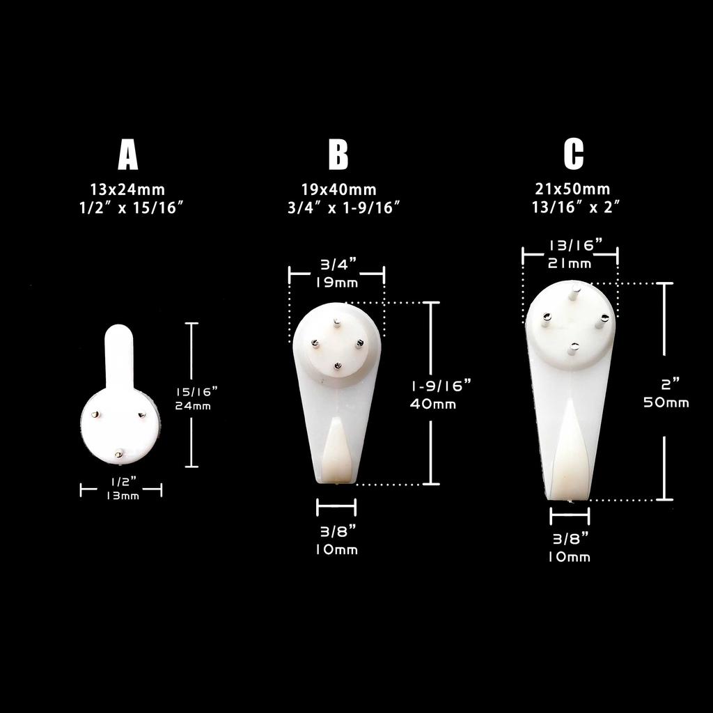12/25 шт. Твердое дерево Сплошная стена Белая Рамка для картины Фото Масляная живопись Зеркало Часы Пластиковый Невидимый крючок Вешалка Зажим