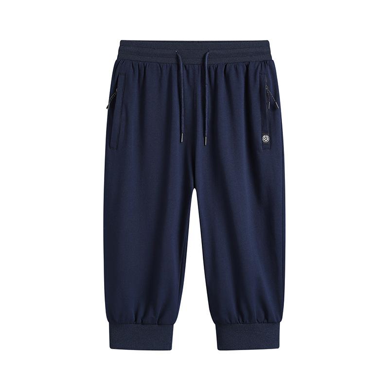 Летние хлопковые укороченные брюки мужские летние тонкие секции со шнурком на ногах шорты больших размеров свободные повседневные спортивные брюки