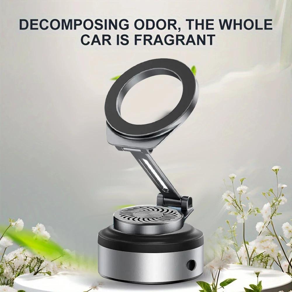 Electric Vacuum Adsorption Magnetic Suction Cup Phone Mount with Aromatherapy 360 Degree Rotation Bracket Cell Phone Holder