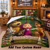 Masha and the Bear Custom Name 3Pcs Bedding Set 1 Bed Sheet 2 Pillowcases Bedroom Home Decor