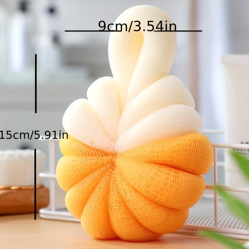 Cute Pumpkin Bath Ball Dual Color Mesh Shower Sponge Soft Body Exfoliating Loofah Scrubber for Bathroom