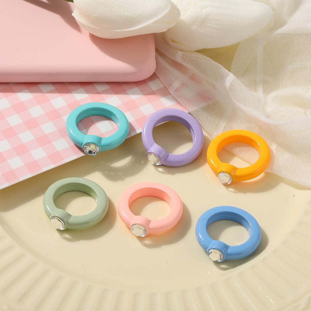 iF ME Корейские прозрачные акриловые кольца с бриллиантами, модные кольца на палец ярких цветов, женские ювелирные аксессуары, подарок