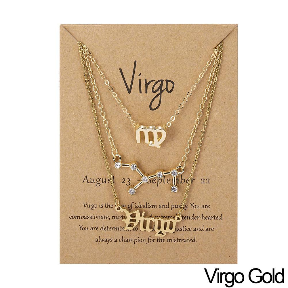 Fashion 12 Constellation Zodiac Star Sign Pendant Clear Zircon Women Necklaces Pisces Aries Taurus Horoscope Amulet Jewelry
