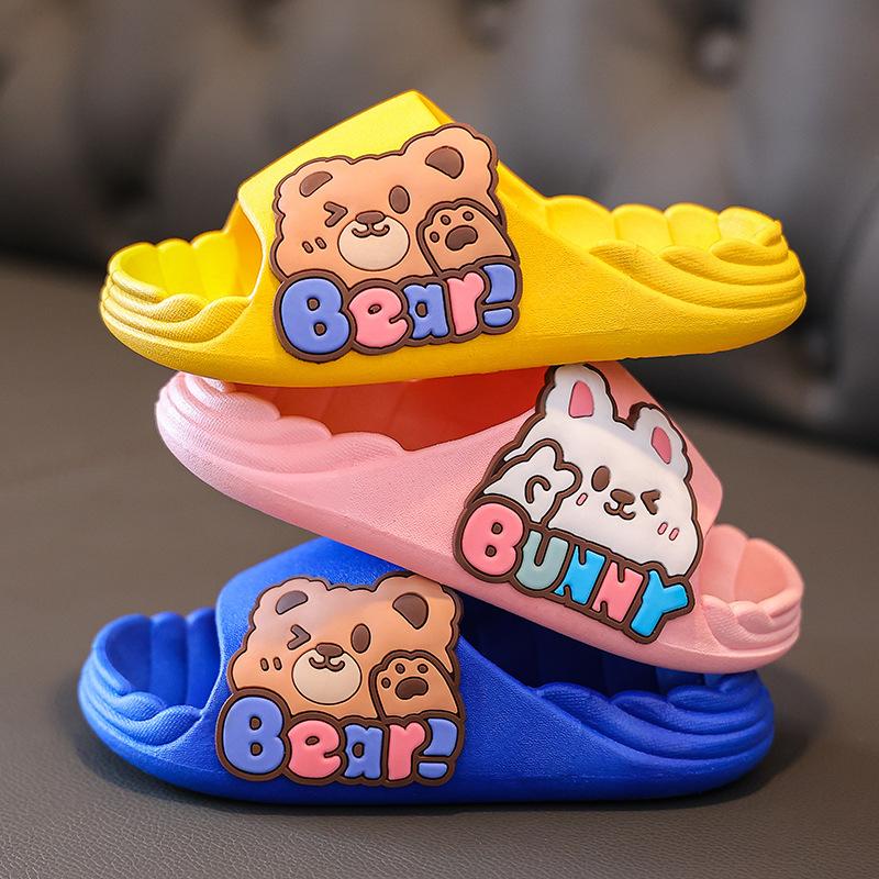 Мальчик мультфильм милый медведь дышащий открытый носок простые пляжные туфли 2024 лето новые девочки кролик милый домашний тапочки детская мода ПВХ