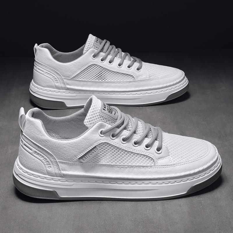 Men's shoes 2025 new explosion summer breathable deodorant mesh hollow mesh small white board shoes men's sports and leisure network