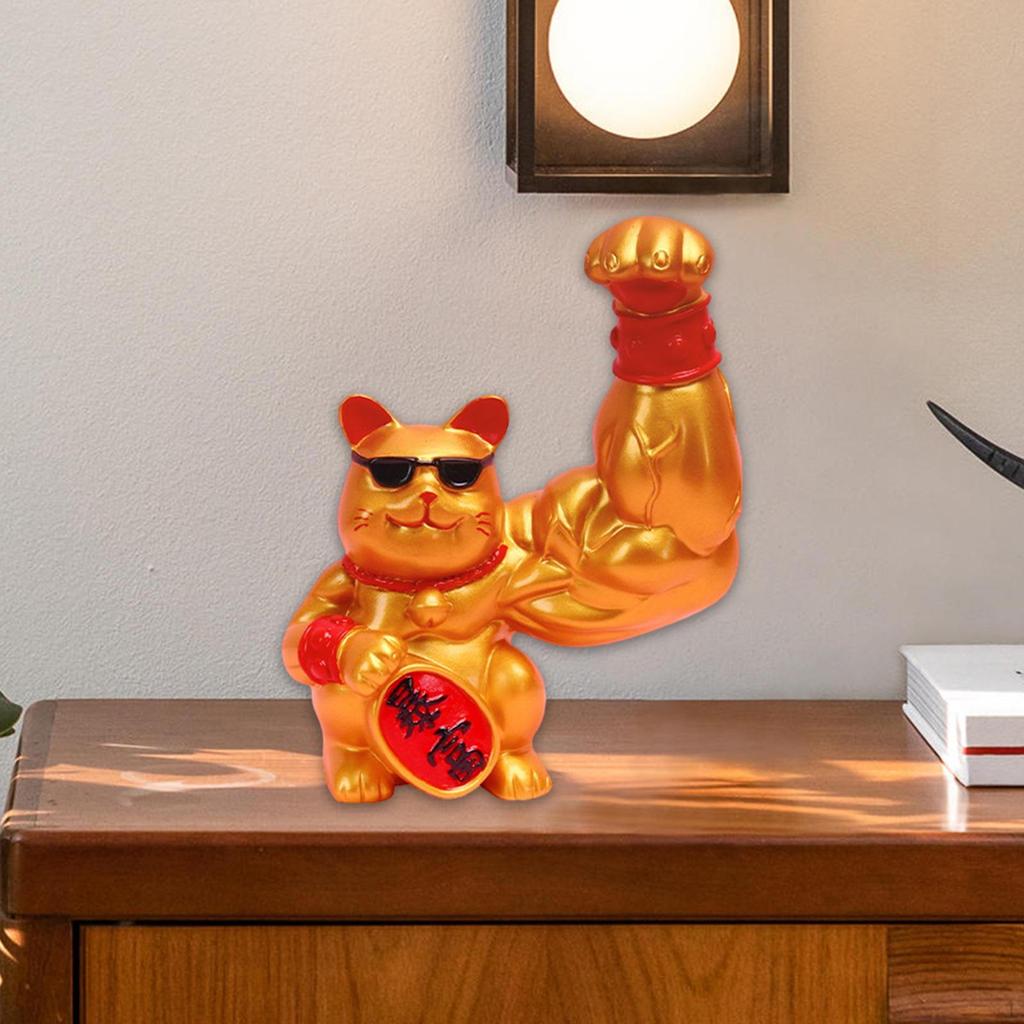 Lucky Cat Figurine - Charming Animal Sculpture for Home Decor