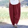 Женские брюки-шаровары, широкие однотонные длинные брюки с карманами, эластичный пояс, свободные повседневные брюки для путешествий