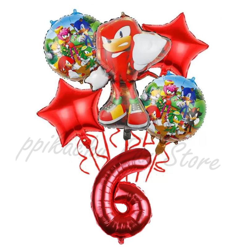 6Pcs Cartoon Hedgehog Balloons Sonic Theme Birthday Party Decoration Balloons For Boys Children Baby Bath Toys